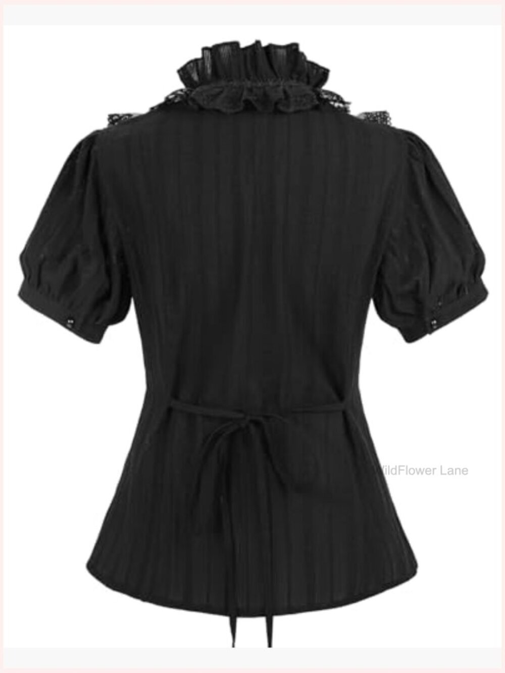 Victorian Blouse Gothic Shirt Short Sleeve Lolita Vintage Ruffle Tops - Picture 3 of 6